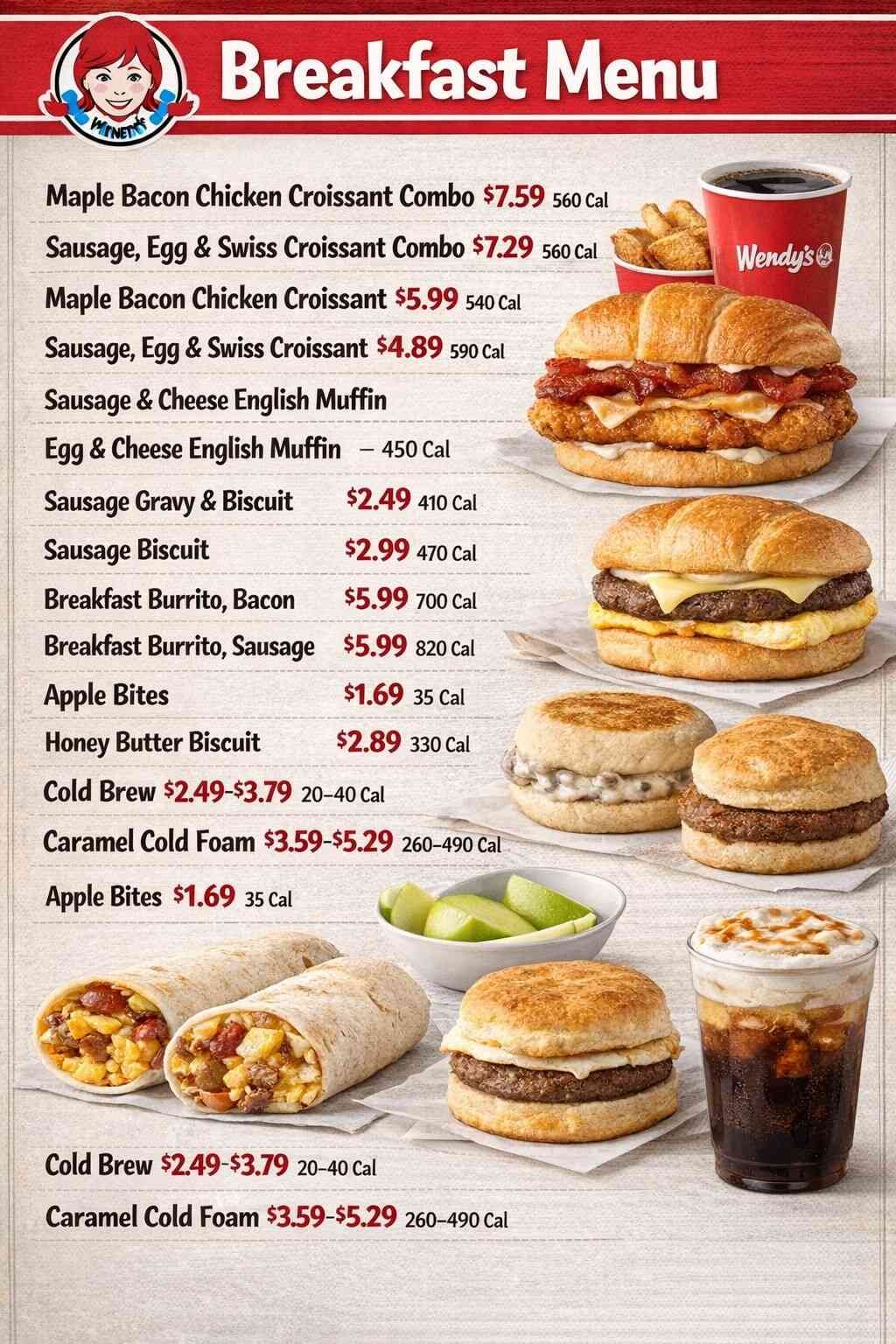 Wendy’s Breakfast Menu
