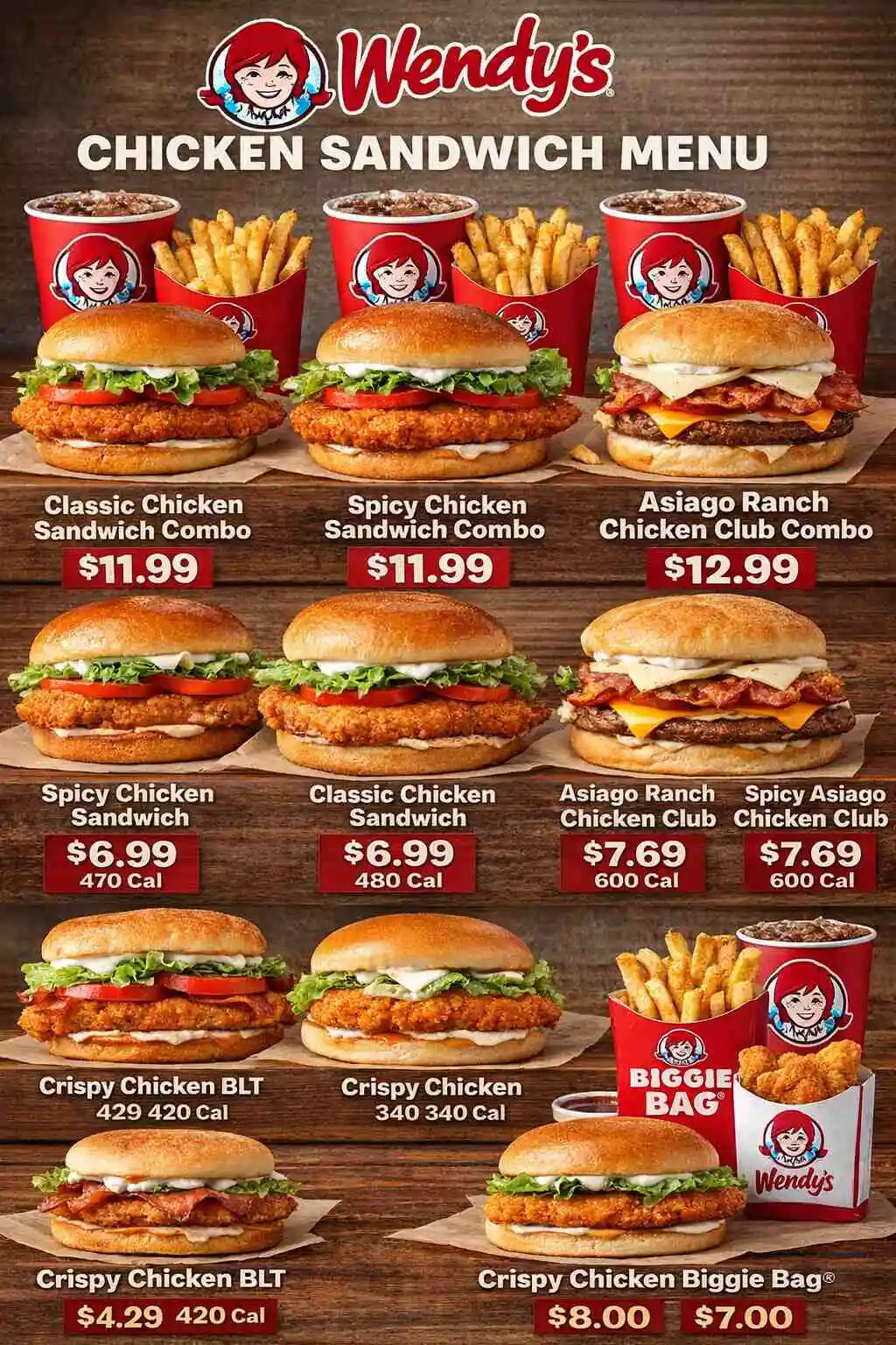 Wendy’s Chicken Sandwich Menu